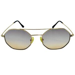 6105 | Tan Two Tone Hexagon Sunglasses